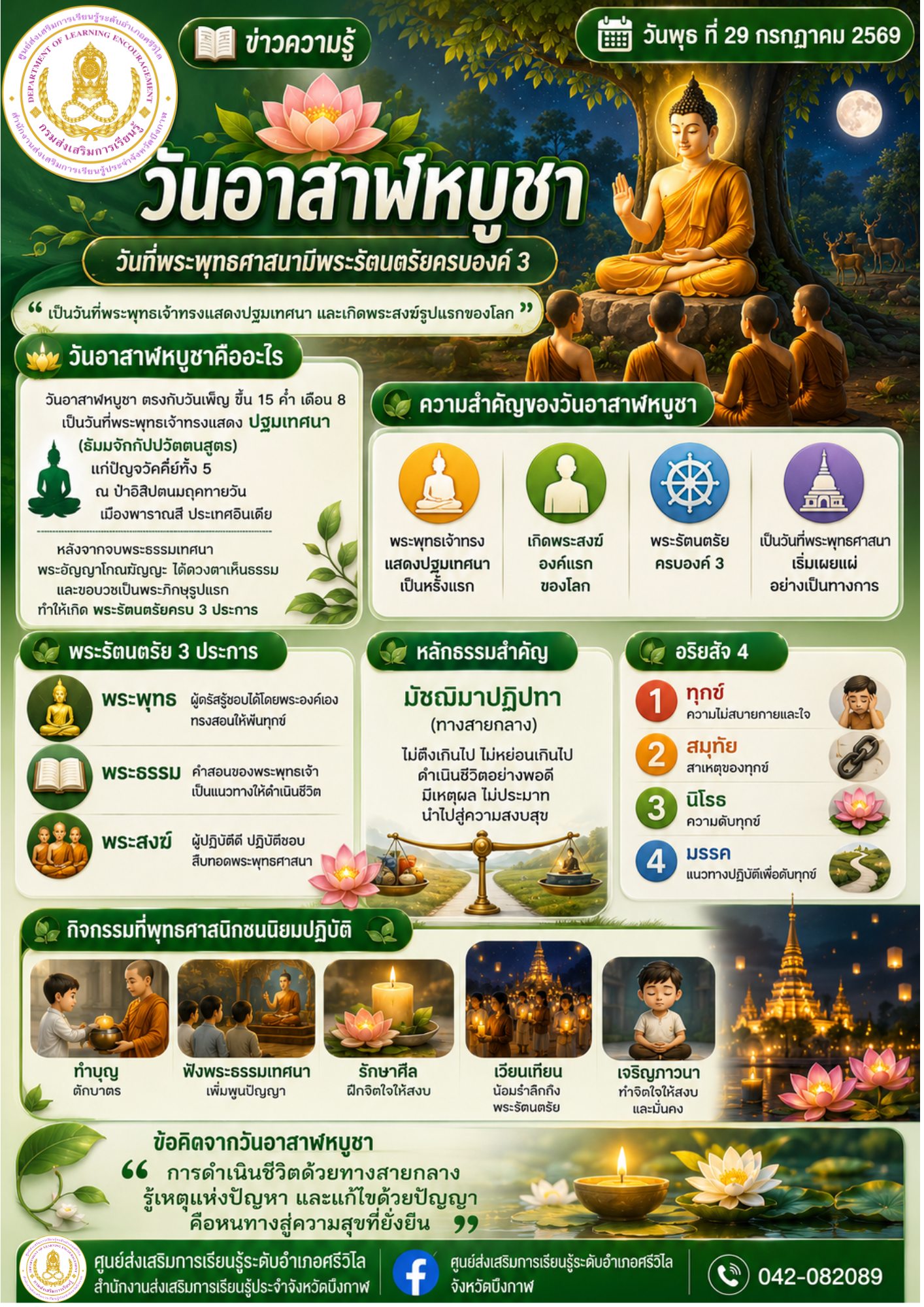 ภาพปก เนื่องในวันอาสาฬหบูชา เรียนรู้ความสำคัญของวันสำคัญทางพระพุทธศาสนา